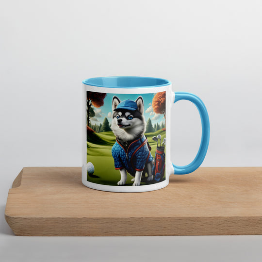 Pomsky Golfer- Mug with Color Inside v5