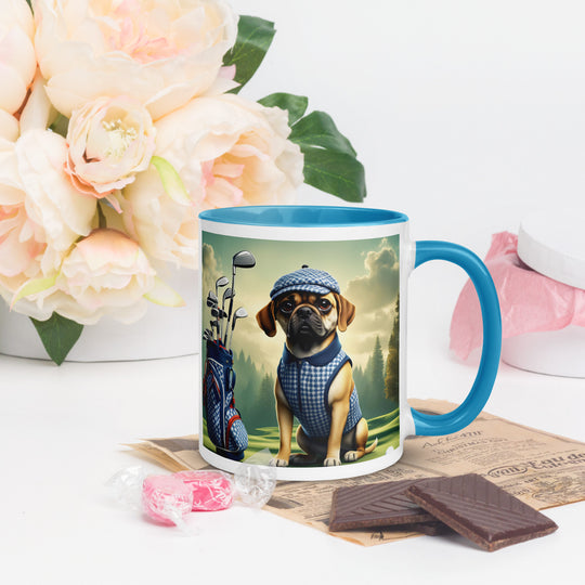 Puggle Golfer- Mug with Color Inside v7