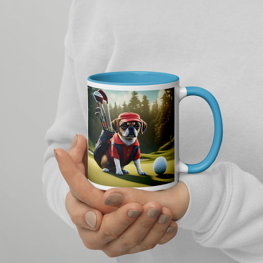 Puggle Golfer- Mug with Color Inside v9