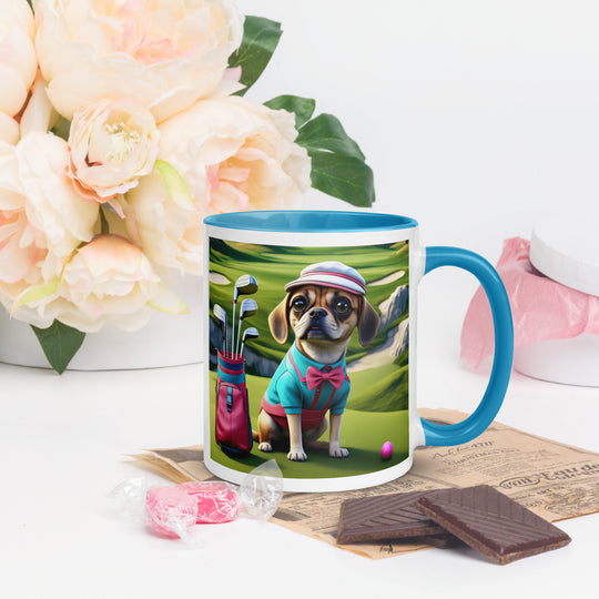 Puggle Golfer- Mug with Color Inside v10