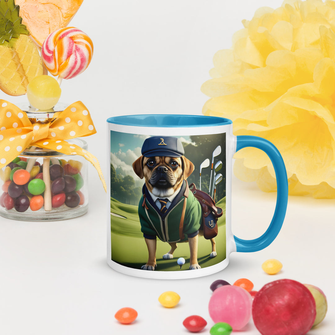 Puggle Golfer- Mug with Color Inside v16