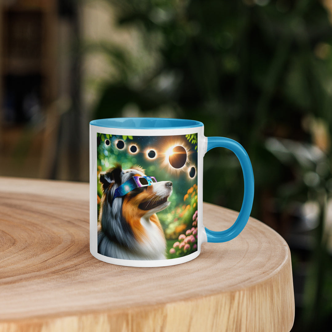 Australian Shepherd Eclipse- Mug with Color Inside v2