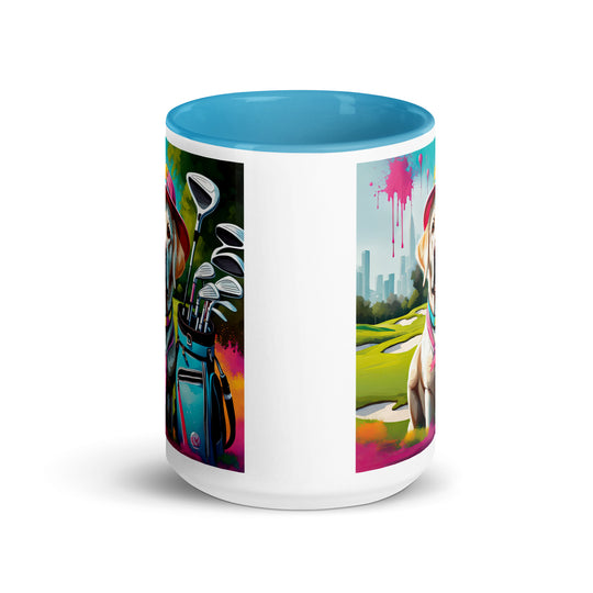 Mug with Color Inside-Labrador Retriever Golfer v9