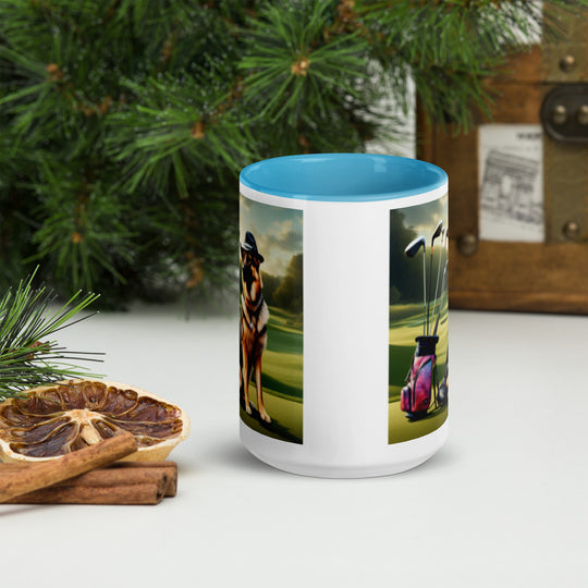 German Shepherd Golfer- Mug with Color Inside