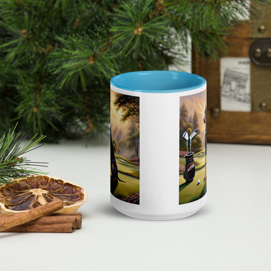 Doberman Pinscher Golfer- Mug with Color Inside v3