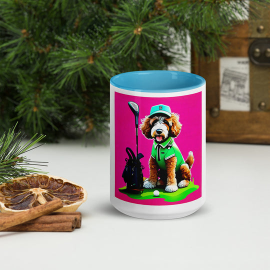 Bernedoodle Golfer- Mug with Color Inside v2