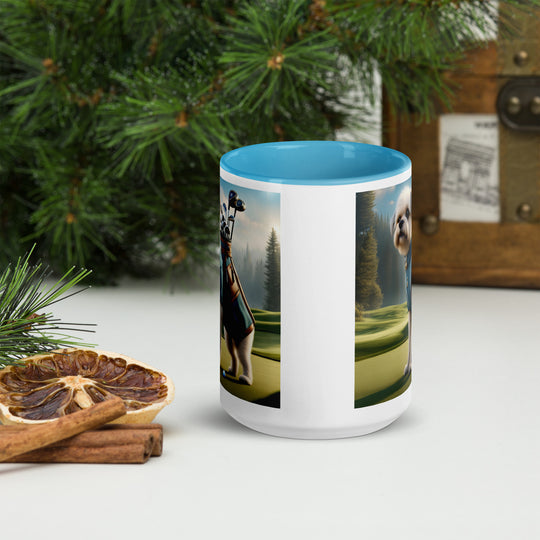 Pugapoo Golfer- Mug with Color Inside v9