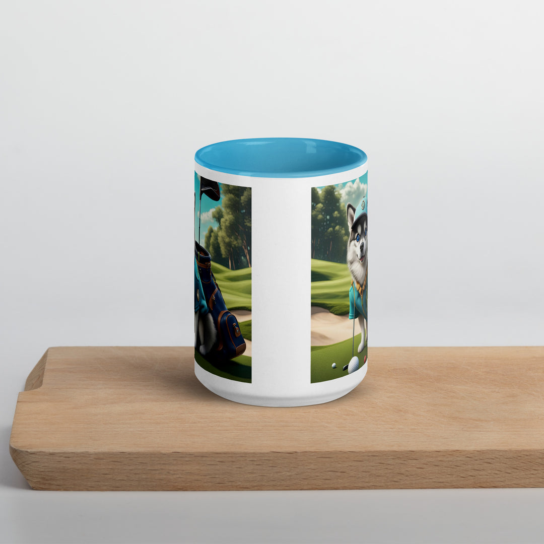 Pomsky Golfer- Mug with Color Inside