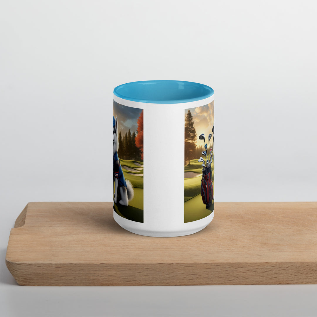 Pomsky Golfer- Mug with Color Inside v4