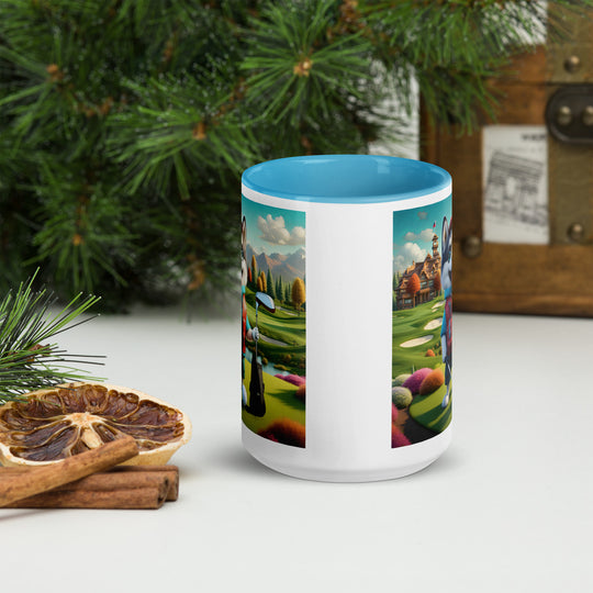 Pomsky Golfer- Mug with Color Inside v6