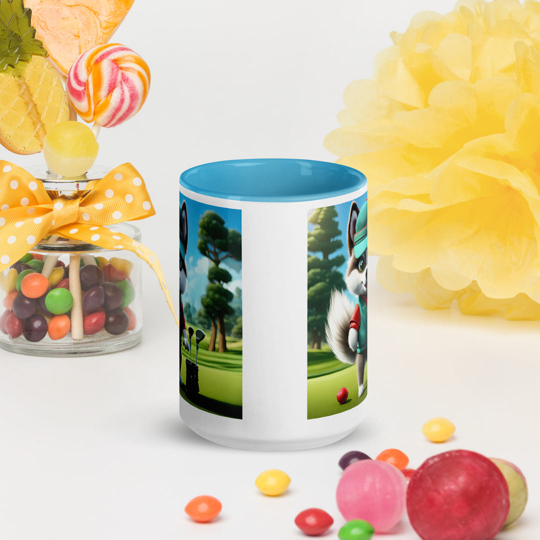 Pomsky Golfer- Mug with Color Inside v11