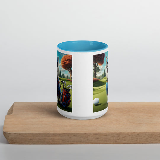 Pomsky Golfer- Mug with Color Inside v5