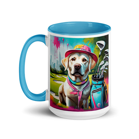 Mug with Color Inside-Labrador Retriever Golfer v9