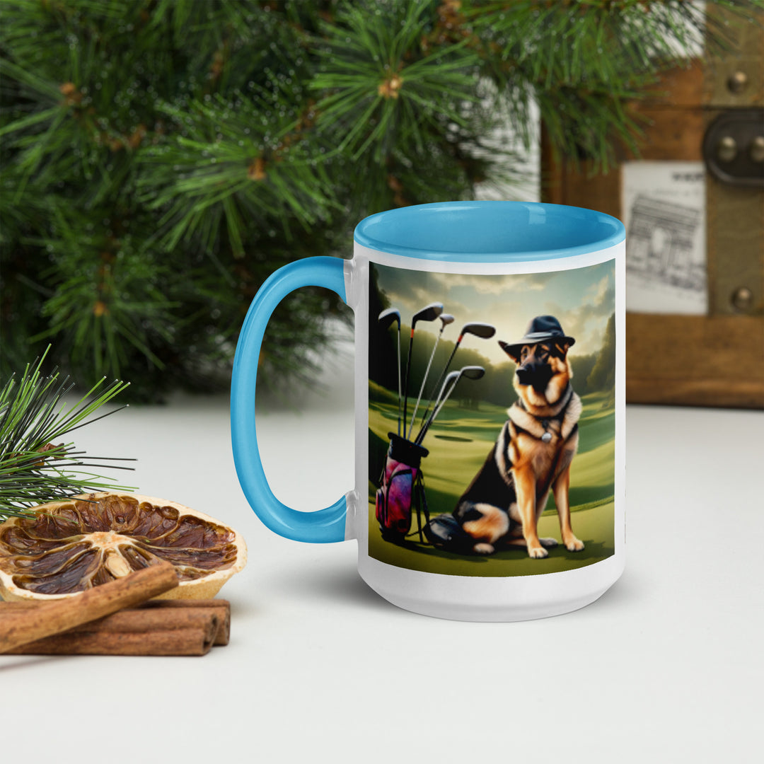 German Shepherd Golfer- Mug with Color Inside