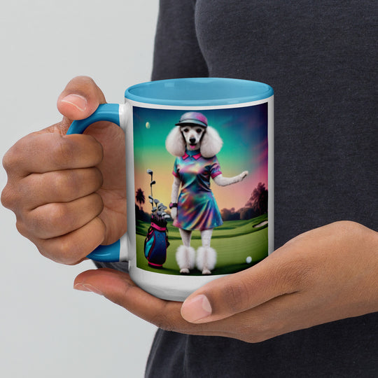 Poodle Golfer- Mug with Color Inside