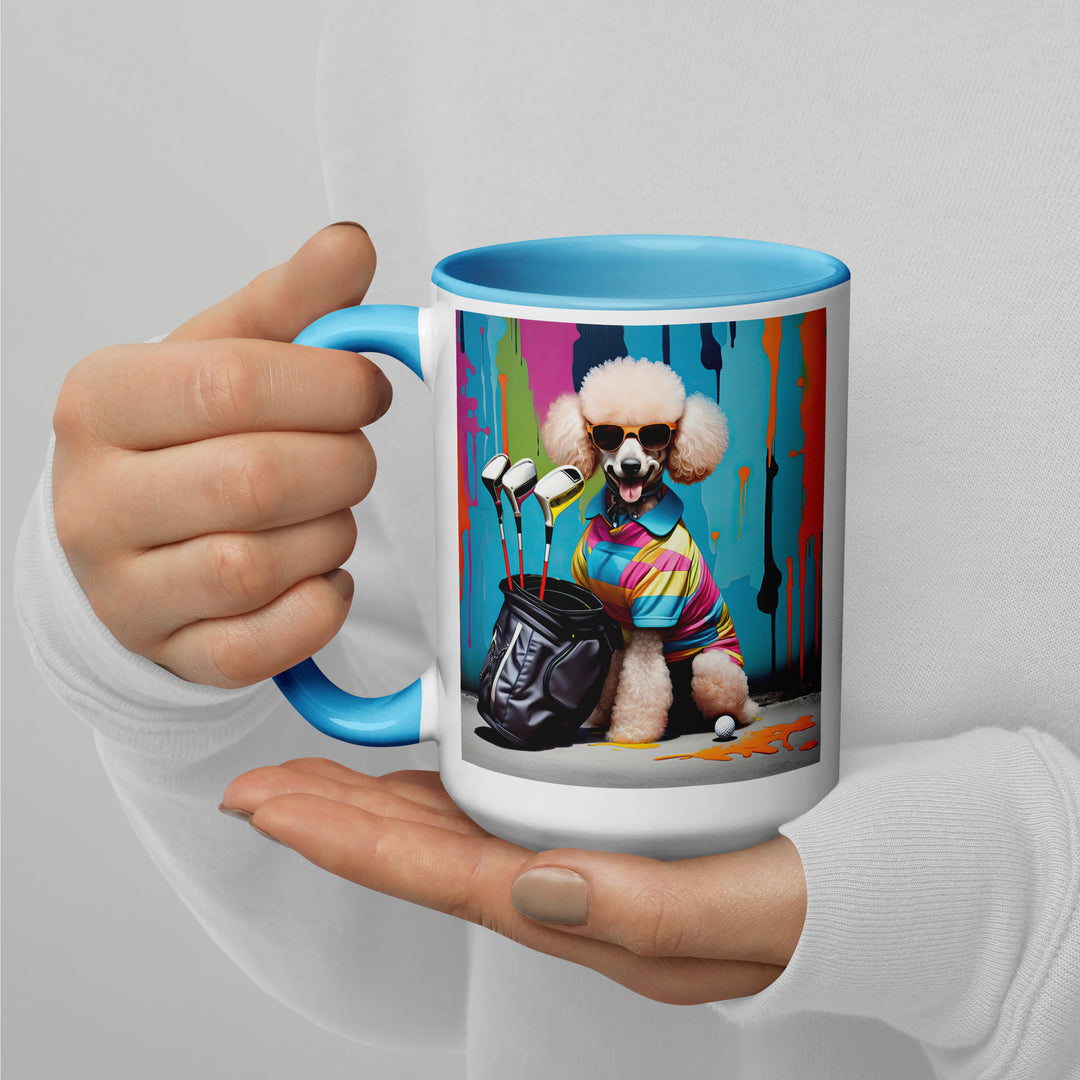 Poodle Golfer- Mug with Color Inside v3