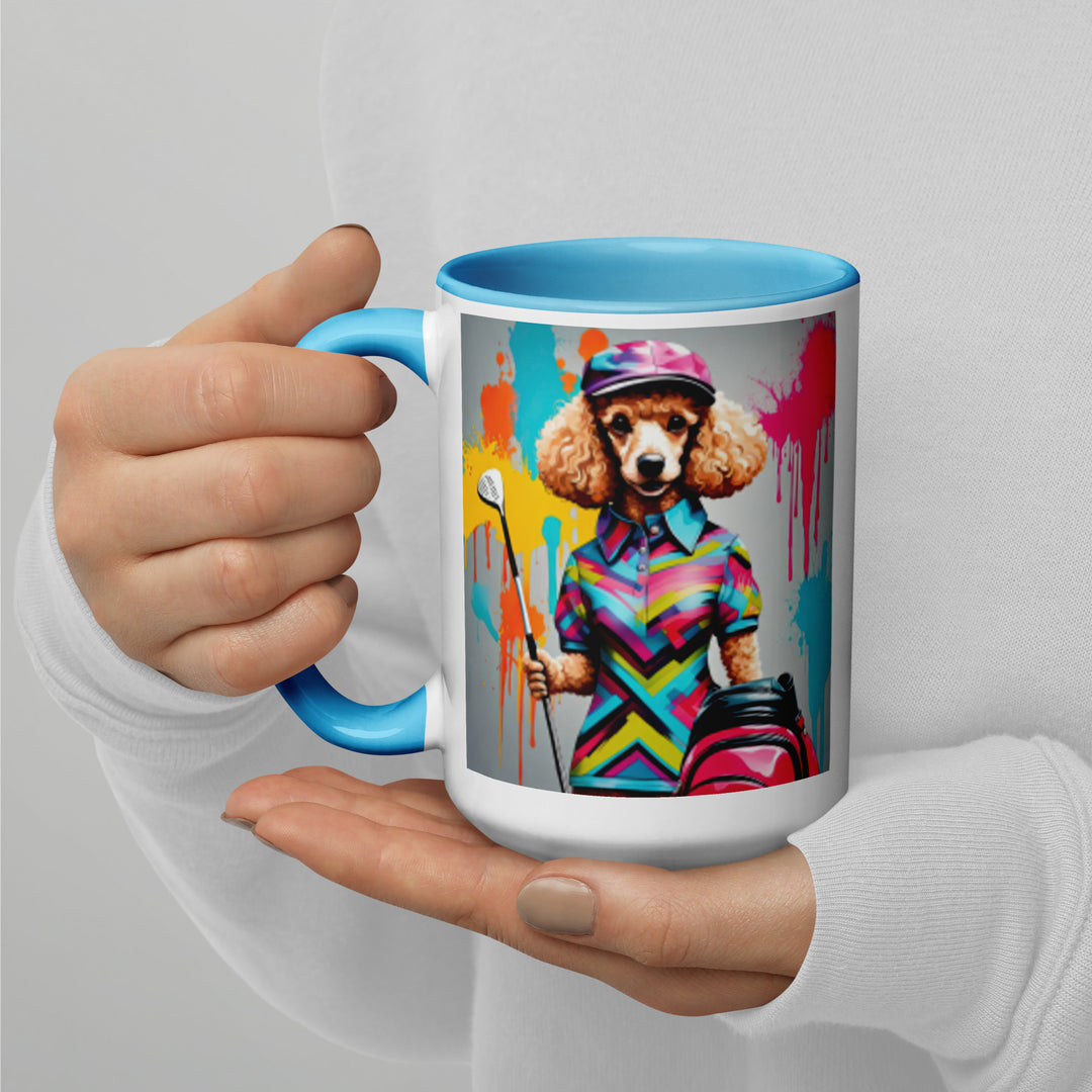 Poodle Golfer- Mug with Color Inside v4