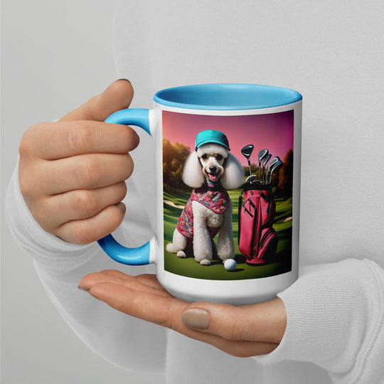 Poodle Golfer- Mug with Color Inside v5