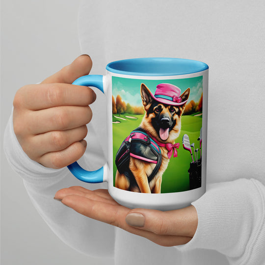 German Shepherd Golfer- Mug with Color Inside V3