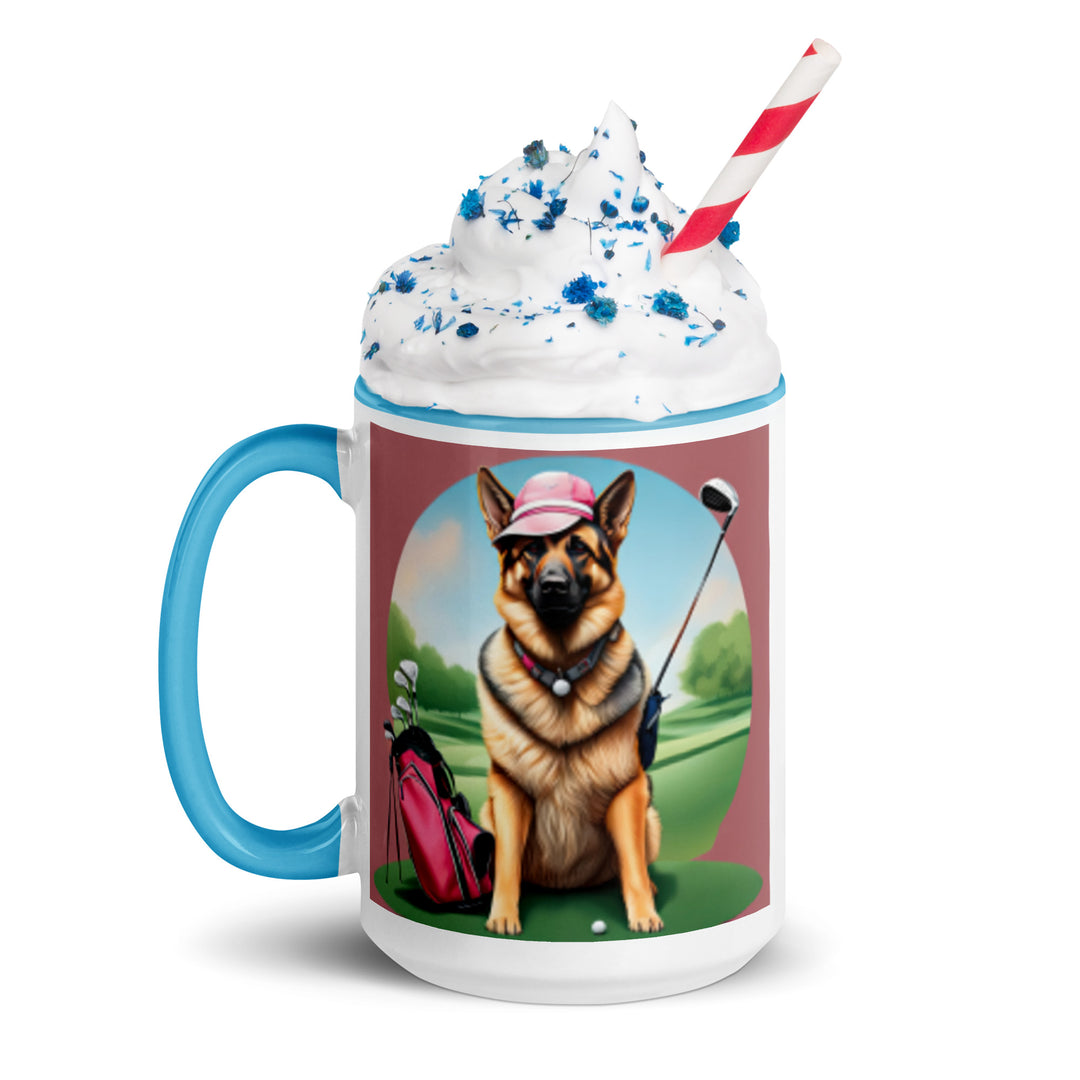 German Shepherd Golfer- Mug with Color Inside V4