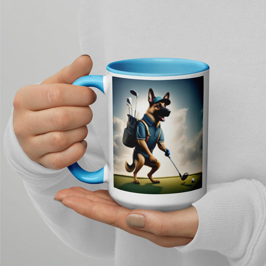 German Shepherd Golfer- Mug with Color Inside V6