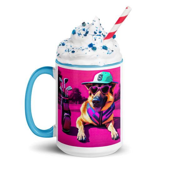 German Shepherd Golfer- Mug with Color Inside V8