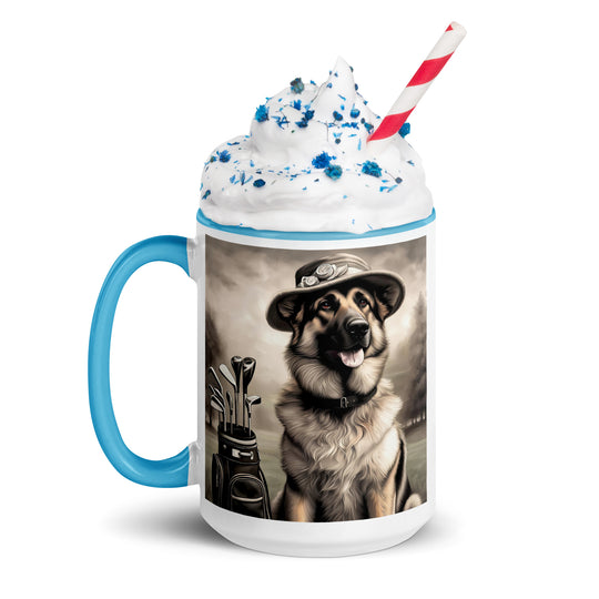 German Shepherd Golfer- Mug with Color Inside V10