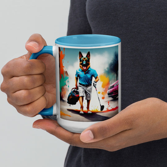 German Shepherd Golfer- Mug with Color Inside V12