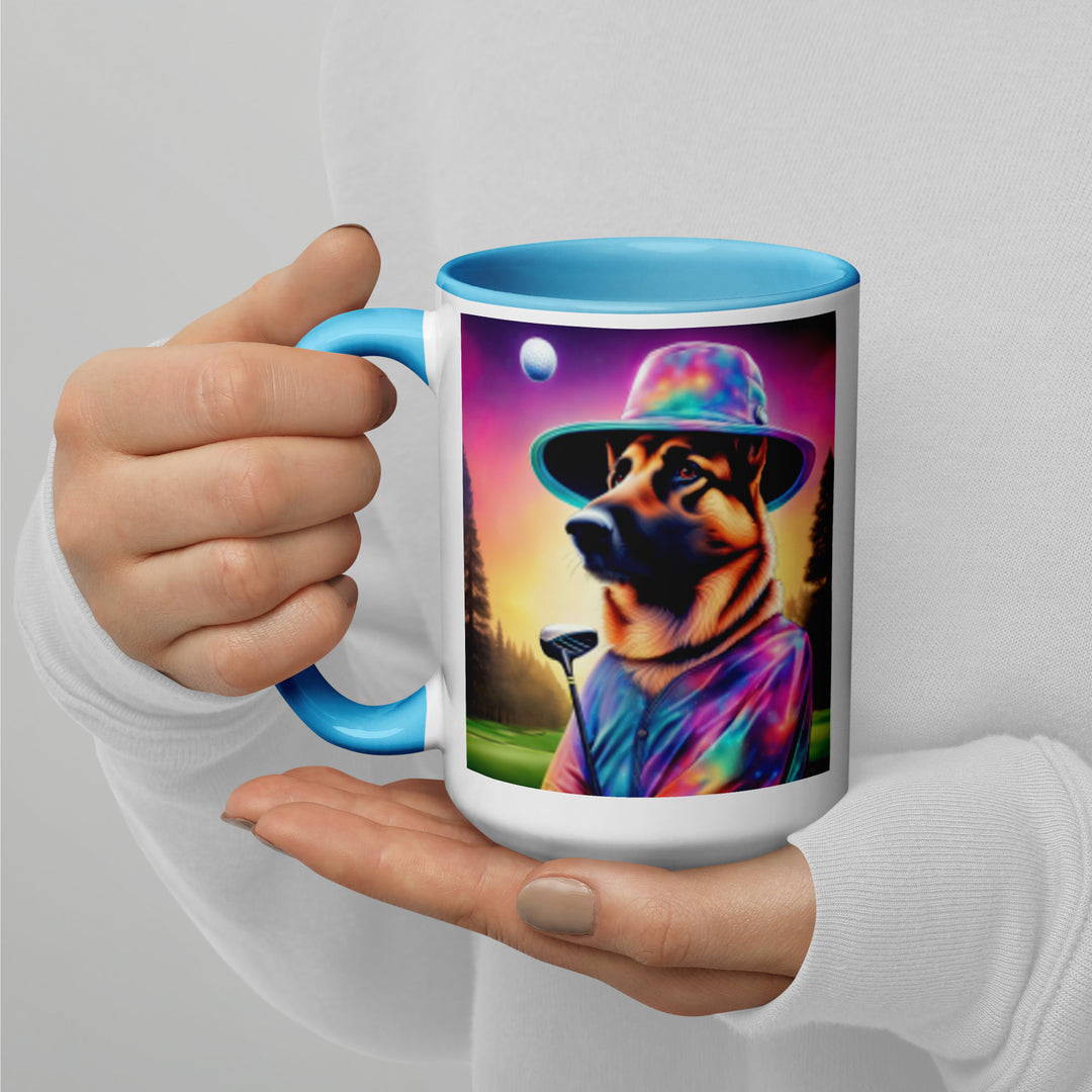 German Shepherd Golfer- Mug with Color Inside V13