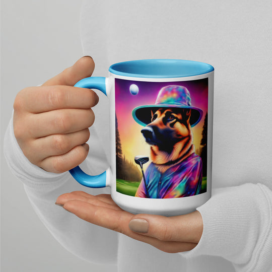 German Shepherd Golfer- Mug with Color Inside V13