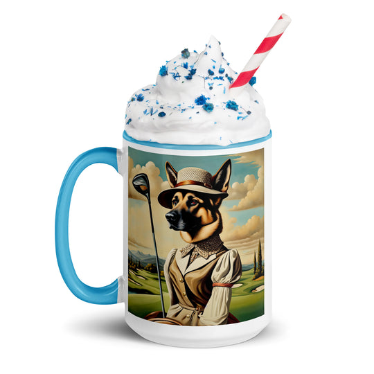 German Shepherd Golfer- Mug with Color Inside V14