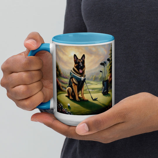 German Shepherd Golfer- Mug with Color Inside V15