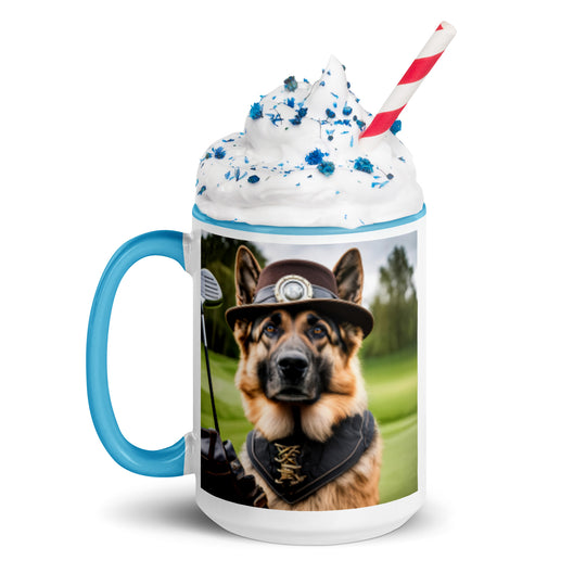 German Shepherd Golfer- Mug with Color Inside V16