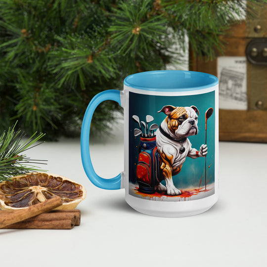 Bulldog Golfer- Mug with Color Inside V4