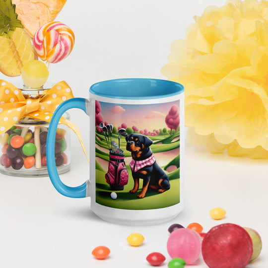 Rottweiler Golfer- Mug with Color Inside