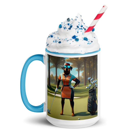 Rottweiler Golfer- Mug with Color Inside v4