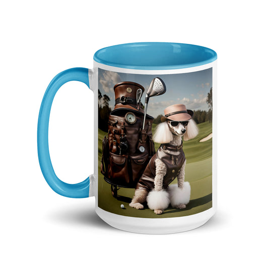 Poodle Golfer- Mug with Color Inside v6