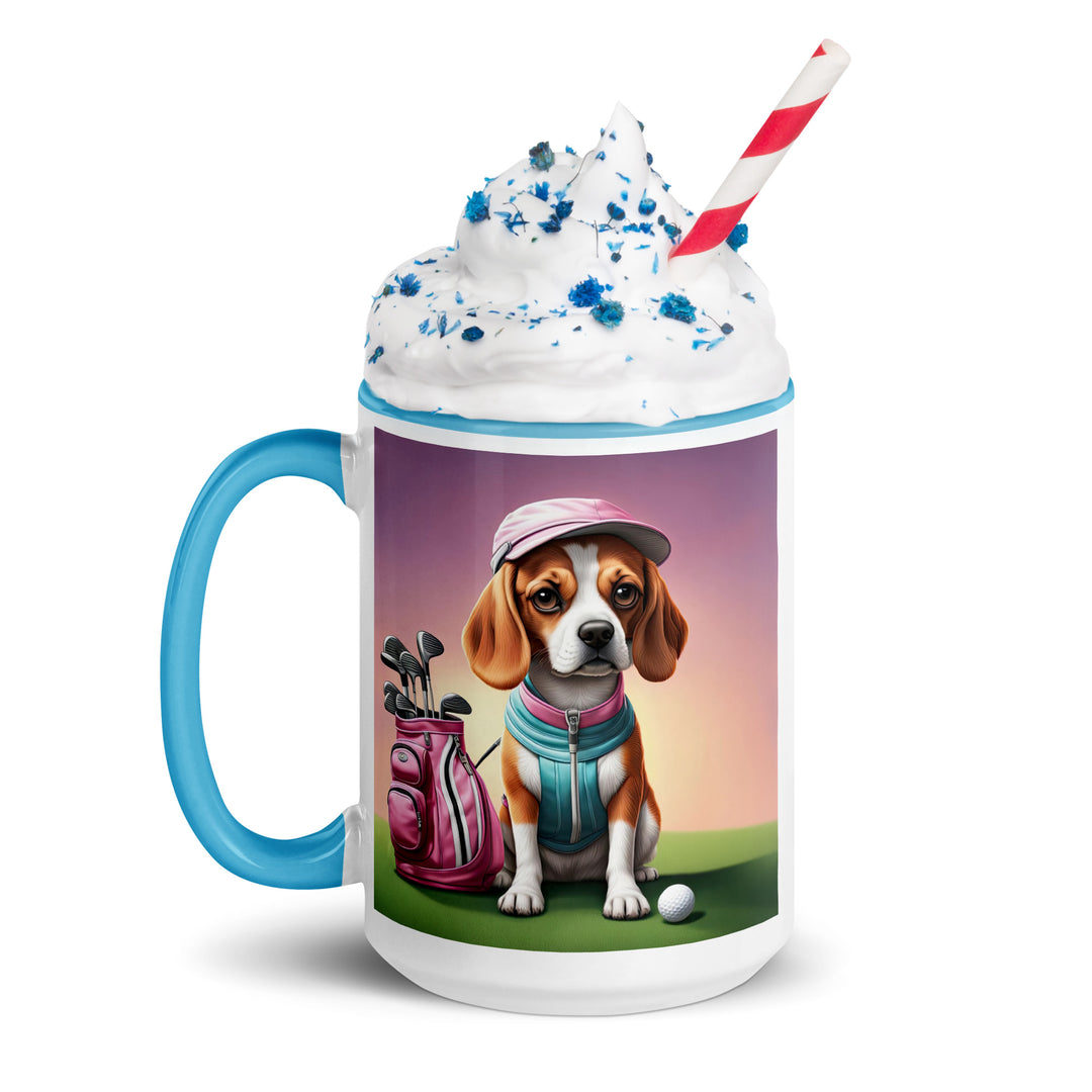 Beagle Golfer- Mug with Color Inside v3