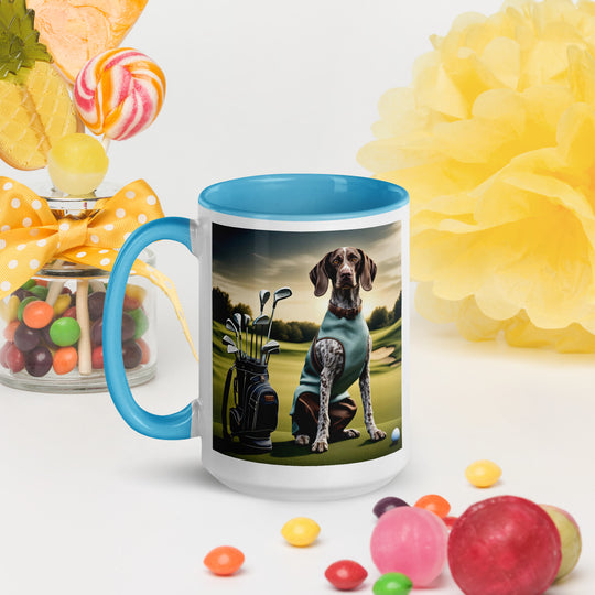 German Shorthaired Pointer Golfer- Mug with Color Inside v2