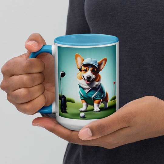 Pembroke Welsh Corgi Golfer- Mug with Color Inside