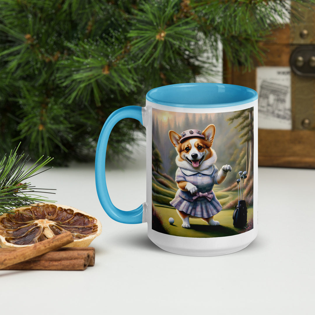 Pembroke Welsh Corgi Golfer- Mug with Color Inside v2