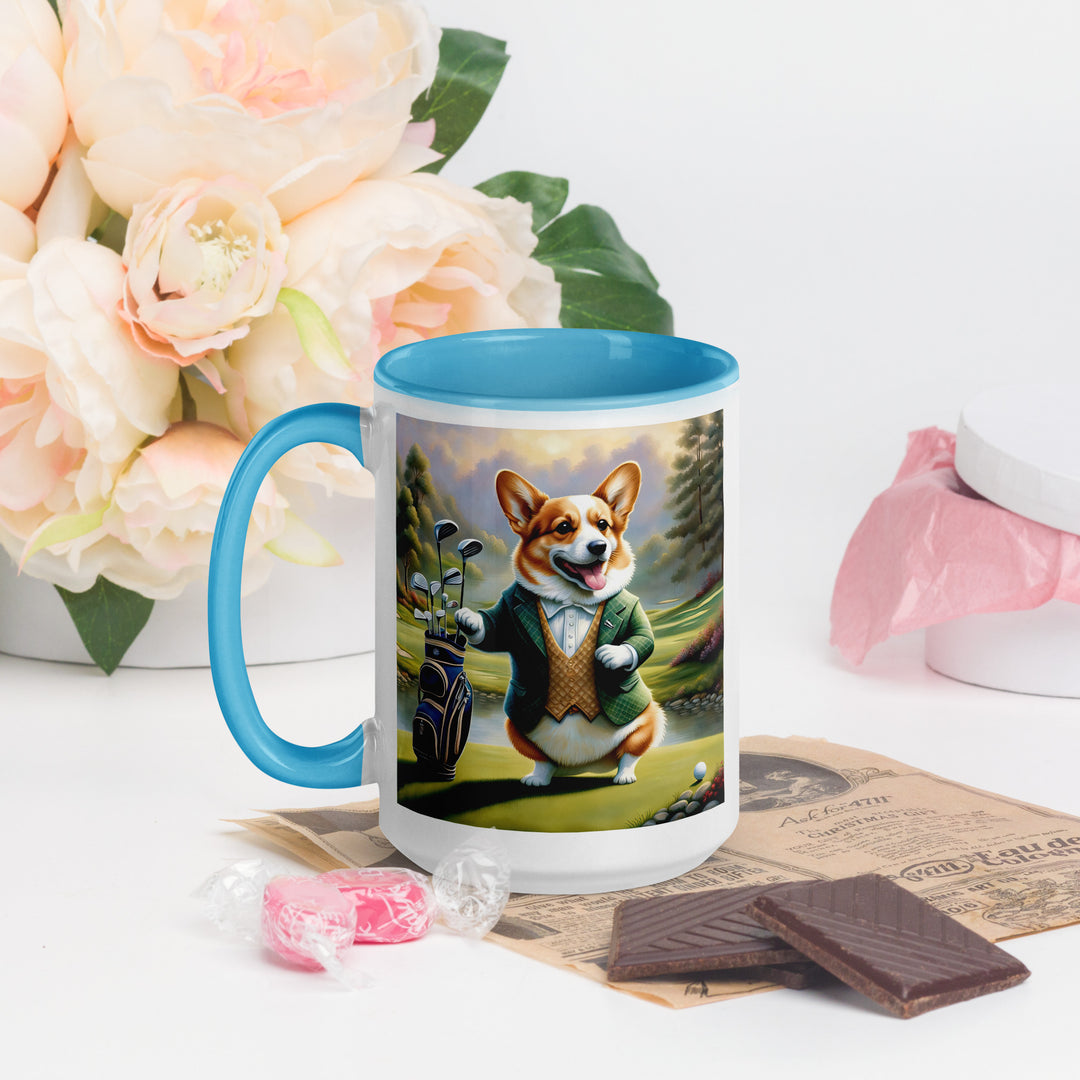 Pembroke Welsh Corgi Golfer- Mug with Color Inside v4