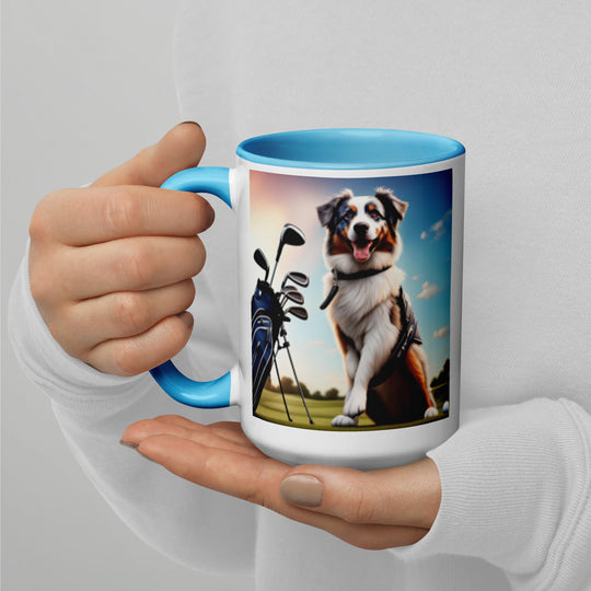 Australian Shepherd Golfer- Mug with Color Inside