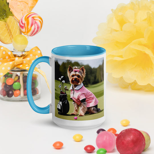 Yorkshire Terrier Golfer- Mug with Color Inside v2