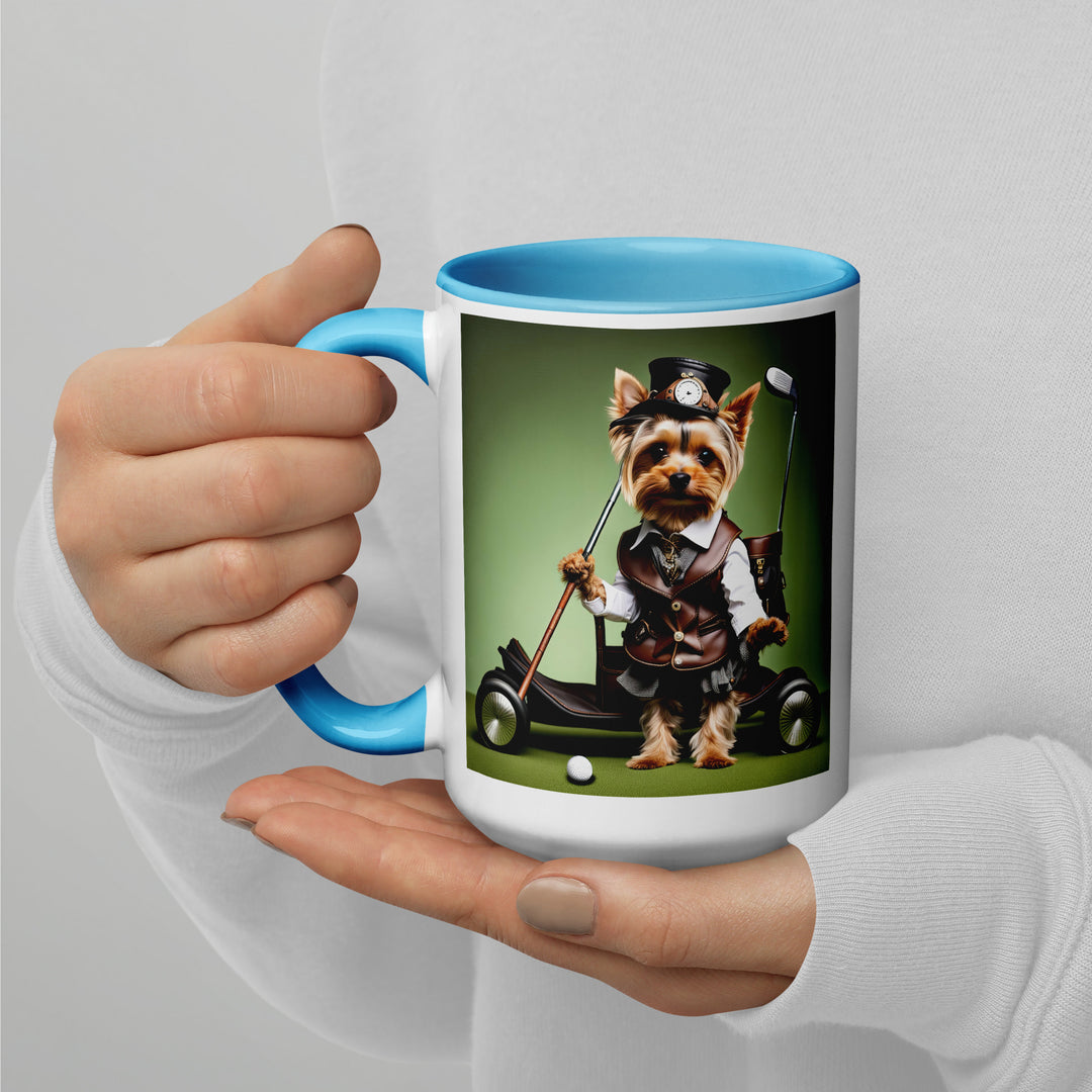 Yorkshire Terrier Golfer- Mug with Color Inside v4