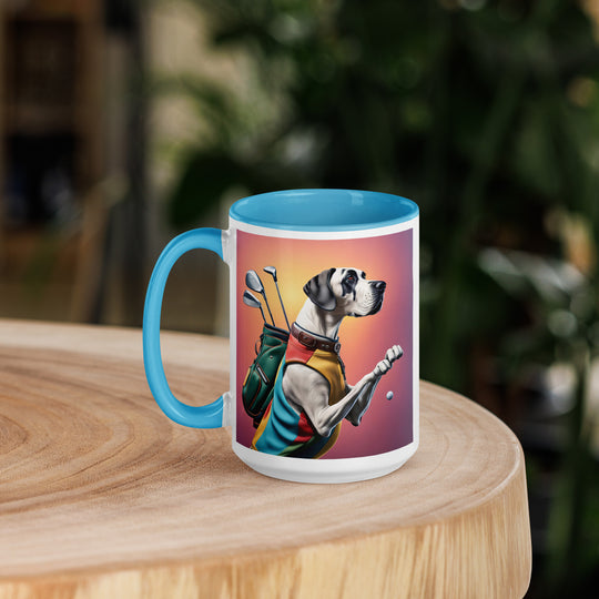 Great Dane Golfer- Mug with Color Inside