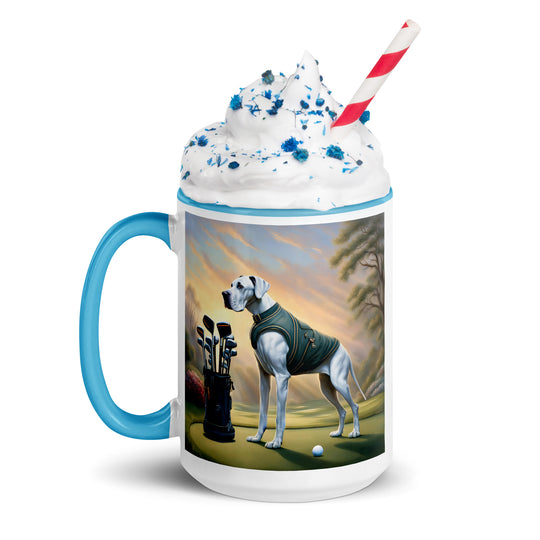 Great Dane Golfer- Mug with Color Inside v3