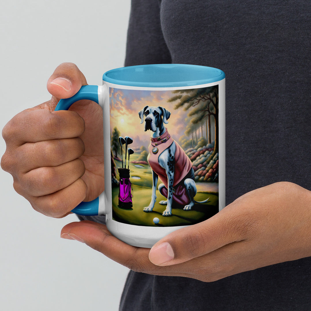 Great Dane Golfer- Mug with Color Inside v4