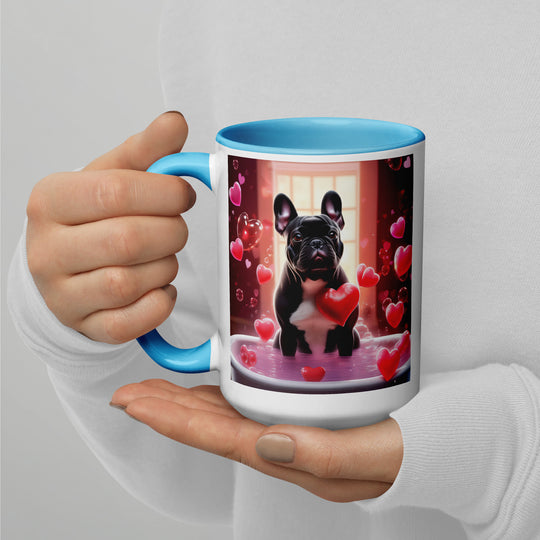 French Bulldog Romantic- Mug with Color Inside v4