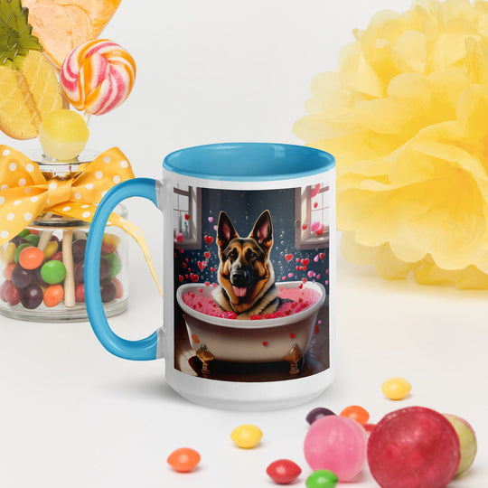 German Shepherd Romantic- Mug with Color Inside v3